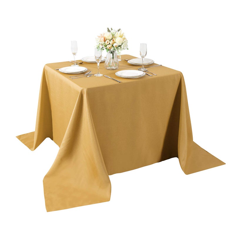 Cupuamon Square Tablecloth 90x90 inch Washable Polyester Fabric Table Cloth for Wedding Party Dining Banquet Decorationï¼ˆ90x90,Goldï¼‰ - Image 1